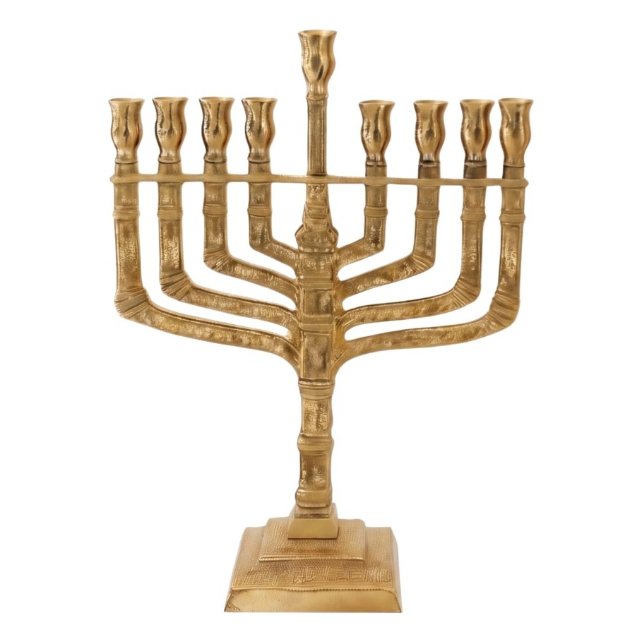 Hanoukia 7 feux dorée en métal (h 23 cm)